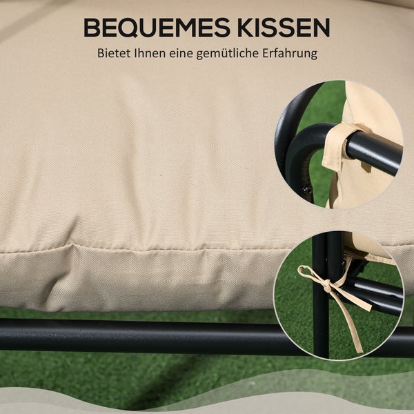Outsunny 3tlg. Gartenmöbel-Set, Bistro-Set mit 2 Stühlen, 1 Couchtisch, für Balkon, Terrasse, 58L x 58B x 66H cm, Stahl, Beige
