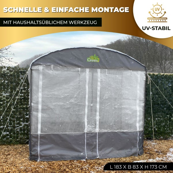 Gabionen-Hochbeet mit Gewebeplane