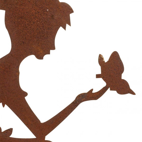 Dekorative Gartenfigur aus Metall: Fee mit Schmetterling