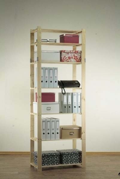 PROREGAL Holzregal Pinepeak HxBxT 220 x 80 x 38 cm 7 Fachboden 1,2 cm Dickes Kiefernholz Natur