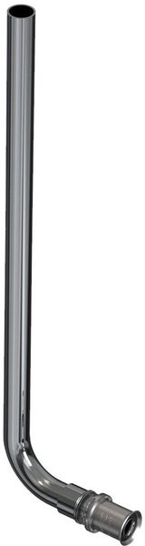 Verchromtes L-förmiges Spülrohr für Sanitärinstallationen.