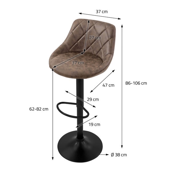 ML-Design Barhocker 4er Set, Bezug aus Kunstleder, Braun, Gepolsterter Barstuhl mit Rückenlehne und Fußstütze, Tresenhocker höhenverstellbar, 360° drehbar, Bistrohocker Hocker Drehstuhl Barstühle