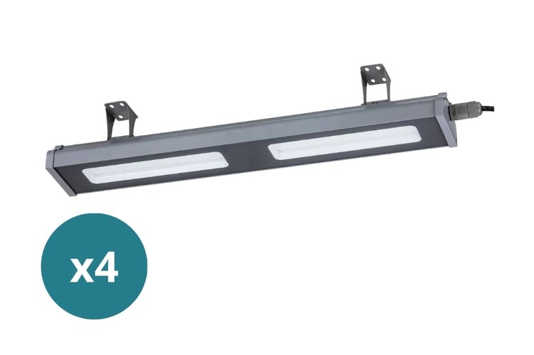 LUXULA 4er-Set LED Hallenstrahler 100W Highbay 12400lm 5000K Neutralweiß Linearer Hallenstrahler IP65