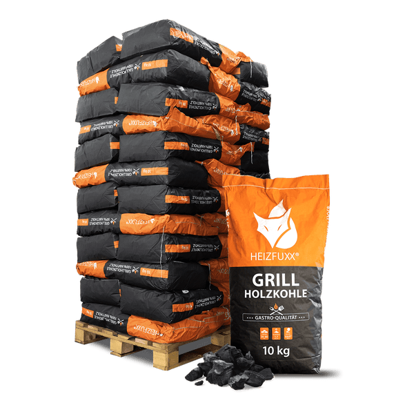 Heizfuxx Grillholzkohle » Gastro-Qualität « 10kg x 36 Sack 360kg Palette