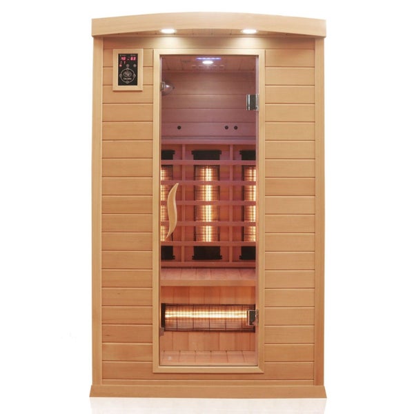 Dewello® Infrarotkabine Infrarotsauna HYDER 115cm x 105cm inkl. 6 Vollspektrumstrahler, Radio, Farblicht, 2 Personen,LED