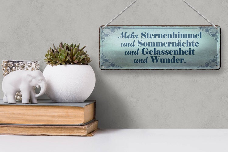 Blechschild Spruch 27x10cm mehr Sternenhimmel Sommernächte Dekoration