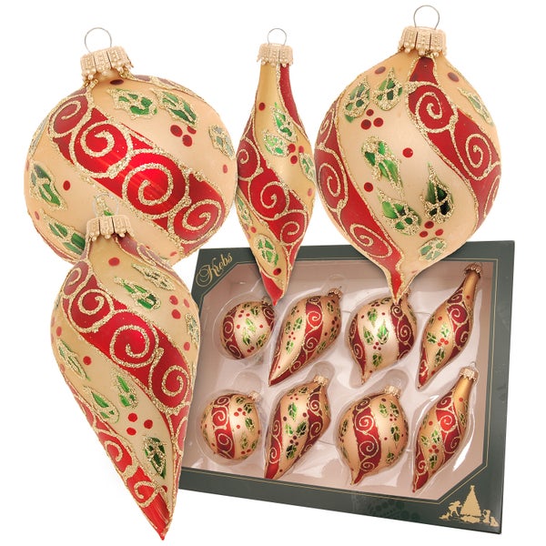 Dekorative Weihnachtskugeln im Set mit Ornamenten