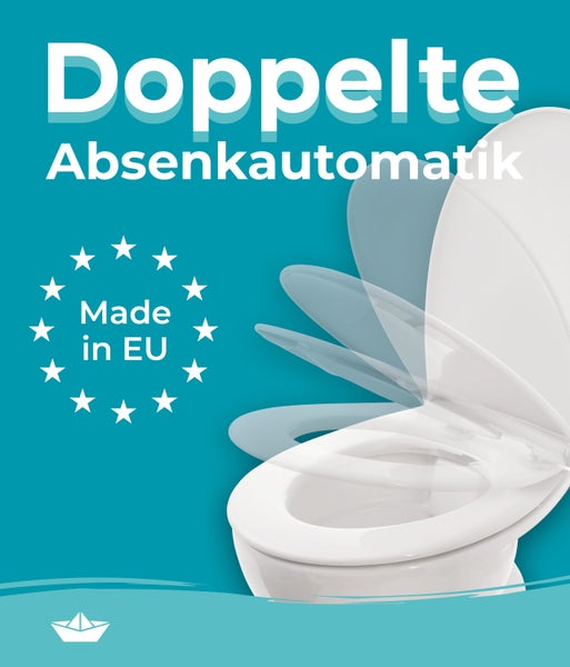 Calmwaters® WC-Sitz Rezyklat, Nachhaltiger Toilettendeckel, Made in EU, WC-Sitz mit Absenkautomatik, 100% recycelter Kunststoff, abnehmbar, Top-Fix, Rezyklat in Weiß