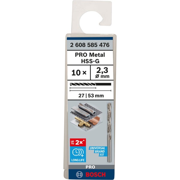 Bosch Pro Metal HSS-G Metallbohrer Set, 10 Stück, 2,3 mm Durchmesser