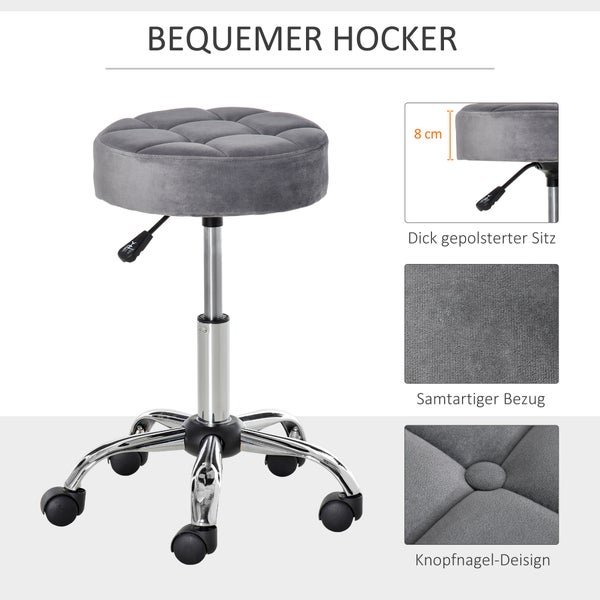 HOMCOM Salonstuhl, Ø42 x 49-61H cm, Polyester, Grau