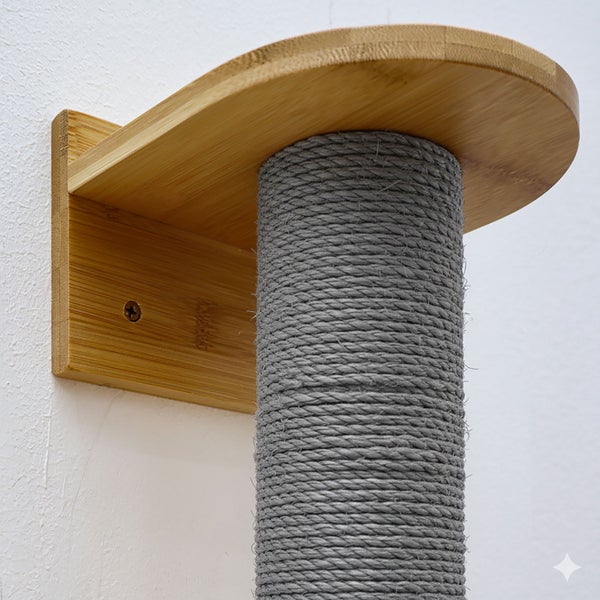 Wandkratzbaum aus Bambusholz mit Sisalstamm zur Katzenkletterhilfe für die Wandmontage