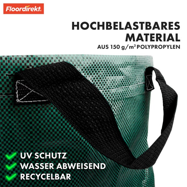 FLOORDIREKT Gartenabfallsack - im 3er Set - für Gartenabfälle - Stabil - Selbststehend & Wasserabweisend