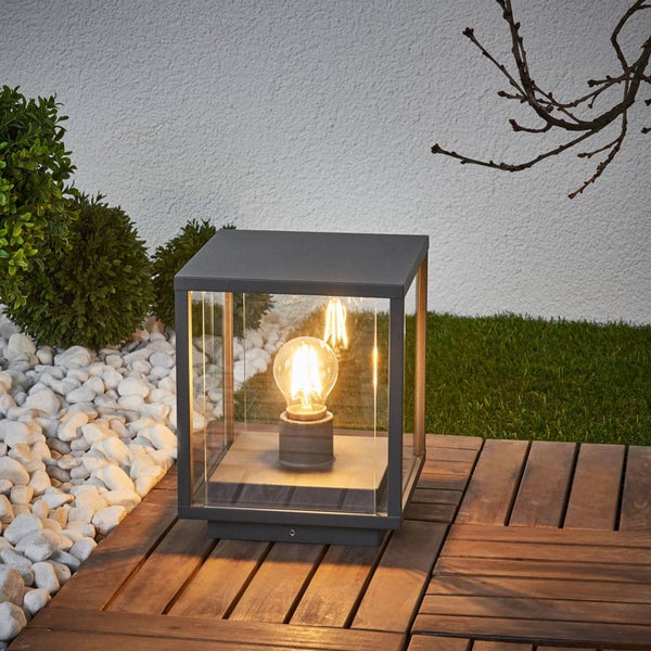 Lucande Außenleuchte Annalea (spritzwassergeschützt (Modern) in Schwarz aus Aluminium (1 flammig, E27) - Wegeleuchte Pollerleuchte Wegelampe Sockelleuchte
