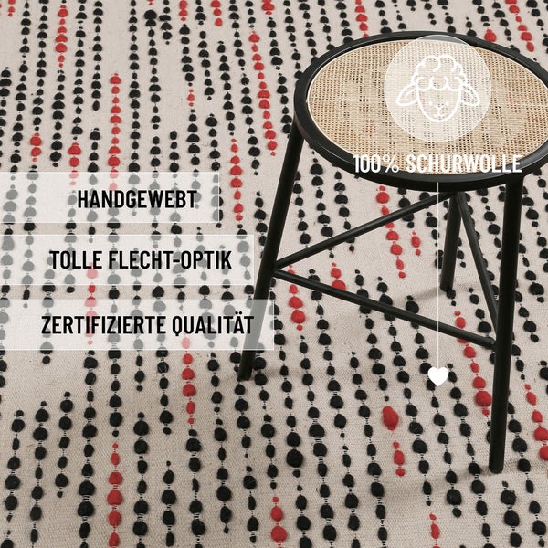 Wollteppich Creme Beige London Red WECONhome 80x150 cm