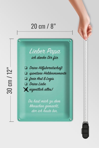 Blechschild Spruch 20x30cm Lieber Papa ich danke Schild