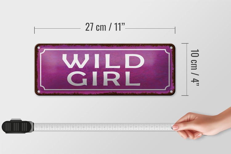 Blechschild Spruch 27x10cm Wild Girl Dekoration