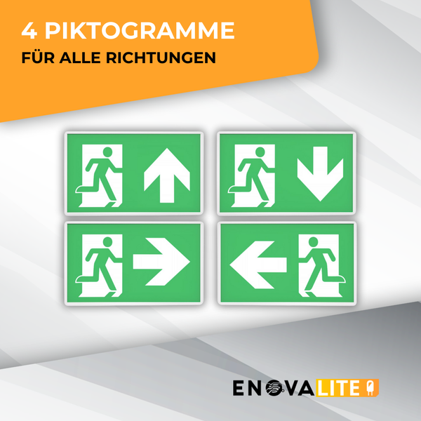 ENOVALITE LED Fluchtwegleuchte Wandmontage Notleuchte mit Anti Panik Licht TEST Funktion und Notstromeinheit