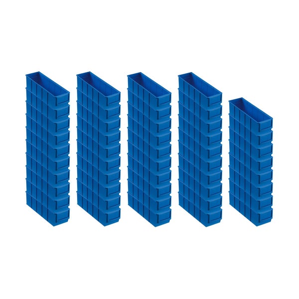 PROREGAL SuperSparSet 48x Blaue Indurstriebox 300 S HxBxT 8,1 x 9,1 x 30 cm 1,6 Liter Sortimentskasten