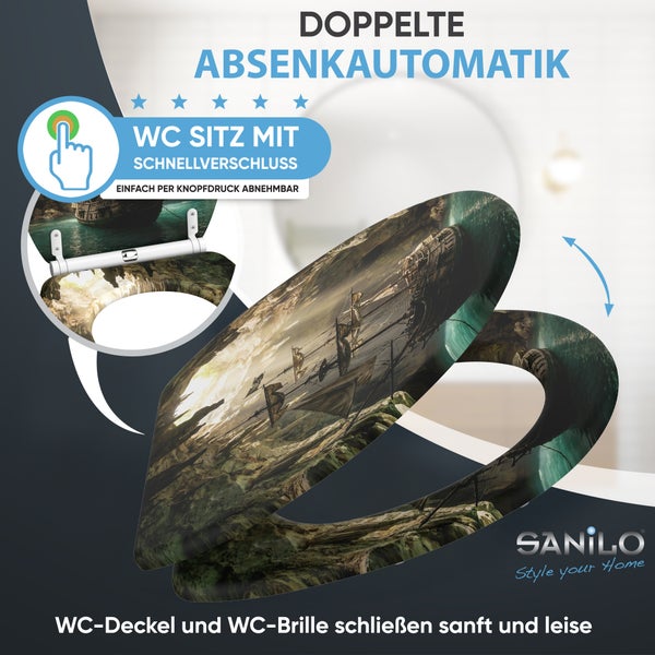WC Sitz mit Absenkautomatik und Schnellverschluss mit Piratenschiff Motiv von Sanilo