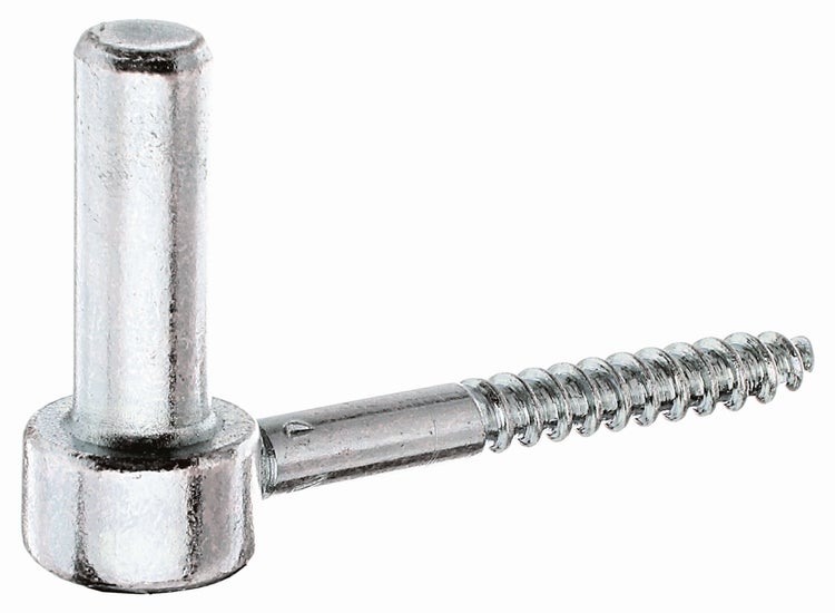 Ein Einschraubscharnier aus Metall für Türen und Tore mit einem Gewinde.