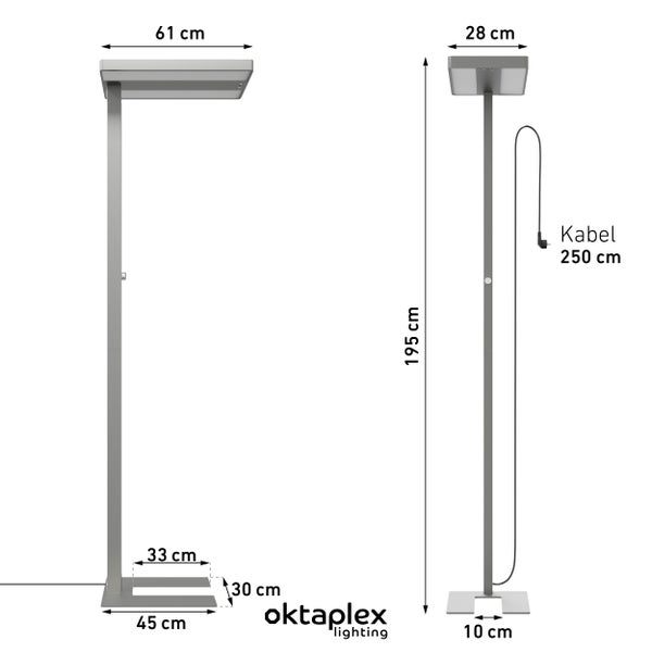 Büro Stehlampe LYSE dimmbar neutralweiß 4000K Aluminium 10400lm Tageslicht Deckenfluter 80W optimale Arbeitsplatzbeleuchtung