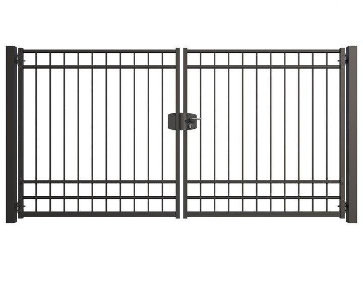 Doppeltor aus Metall mit Griff