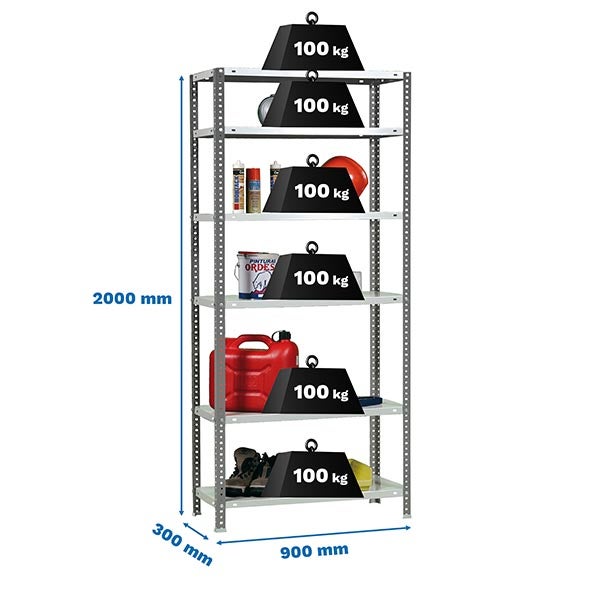 PROREGAL Schraubregal Panda Tall HxBxT 200 x 90 x 30 cm 6 Fachböden Fachlast 100 kg Anthrazit-Weiß