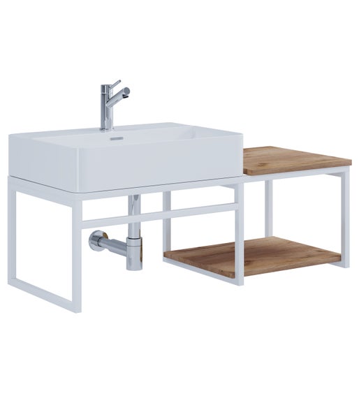 2-tlg. Waschtisch Badmöbel Holz Metall Bitila 100