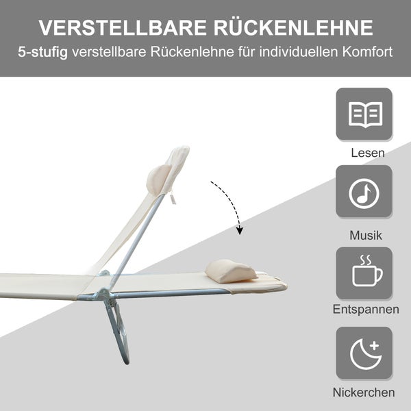 Strandliege mit Kopfkissen auf Rasen