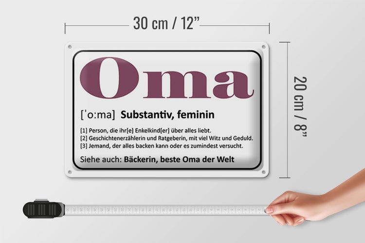 Blechschild Spruch 30x20cm Oma Bäckerin beste Oma Welt