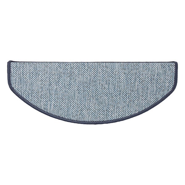 FLOORDIREKT Stufenmatte Sabang - Sisaloptik - Gekettelter Rand & Selbstklebend - Blau - 23,5 x 65 cm - Halbrund