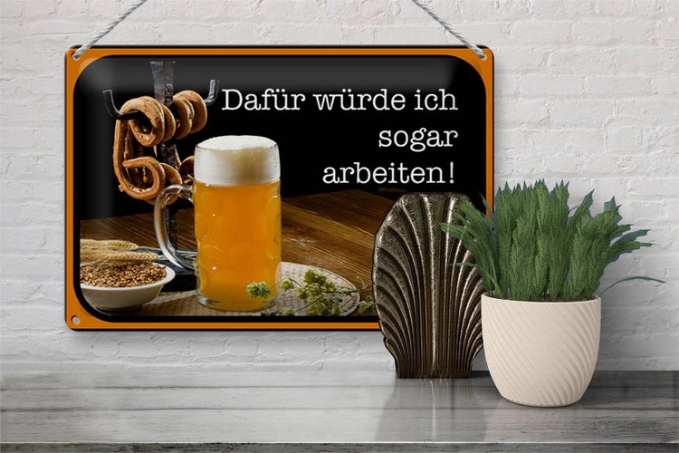 Blechschild Spruch 30x20cm Bier dafür würde ich arbeiten
