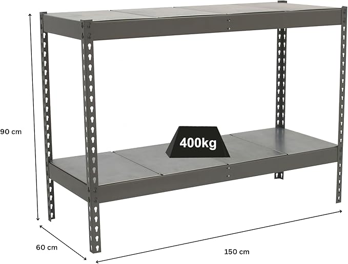 PROREGAL Schwerlastregal Mini Metal Yeti Two HxBxT 90 x 150 x 60 cm Fachlast 400 kg Grau