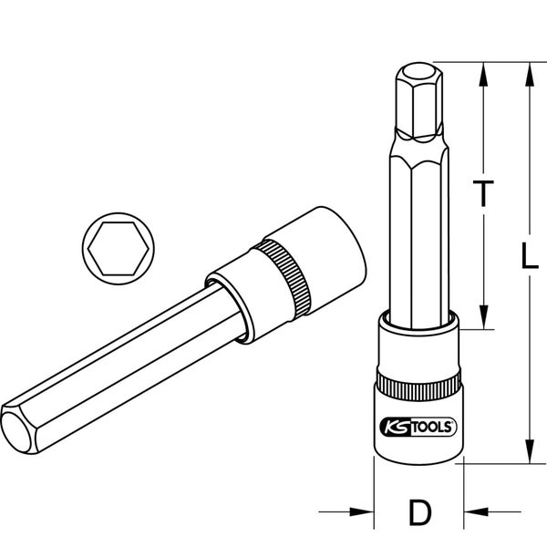 KS TOOLS 3/8 Bit-Stecknuss Innensechskant lang 7 mm - 911.1564