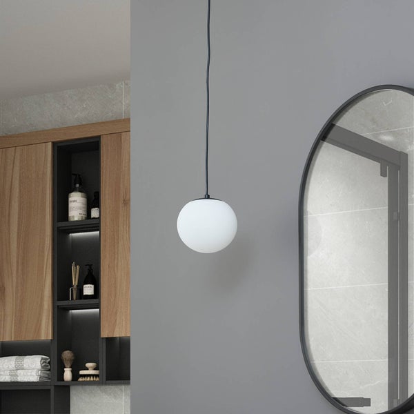 Lucande Pendelleuchte Bidolo in Schwarz aus Glas (1 flammig, E14) - Hängelampe Esstischlampe Hängeleuchte Badezimmerleuchte