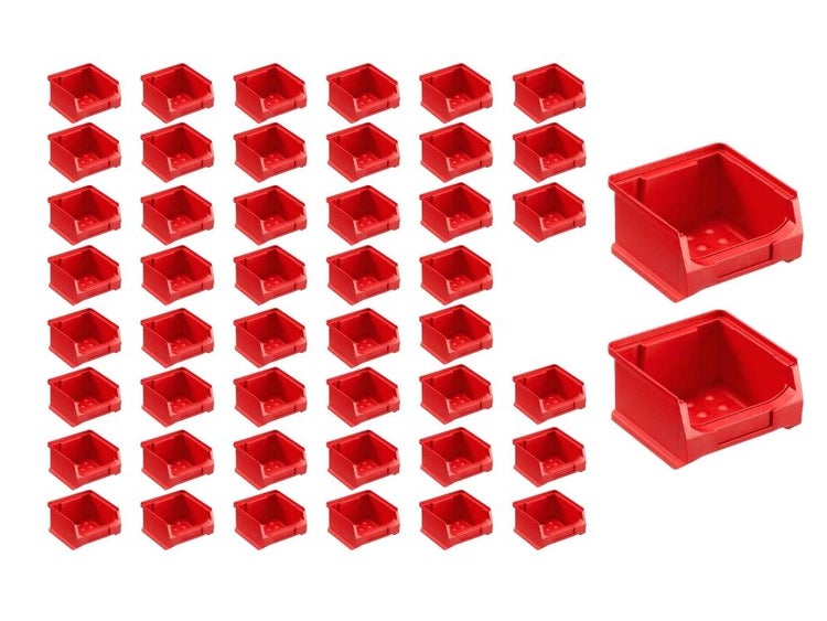 PROREGAL SuperSparSet 48x Rote Sichtlagerbox 1.0 HxBxT 6 x 10 x 10 cm 0,4 Liter Sichtlagerbehälter