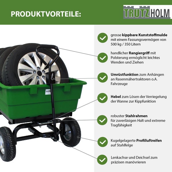 TrutzHolm Transportwagen mit Kippfunktion und Reifen