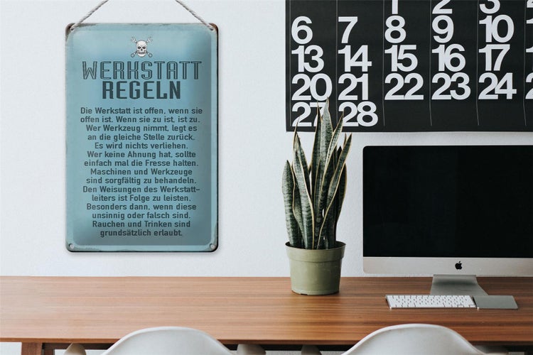 Blechschild Spruch 20x30cm Werkstatt Regeln Werkstatt