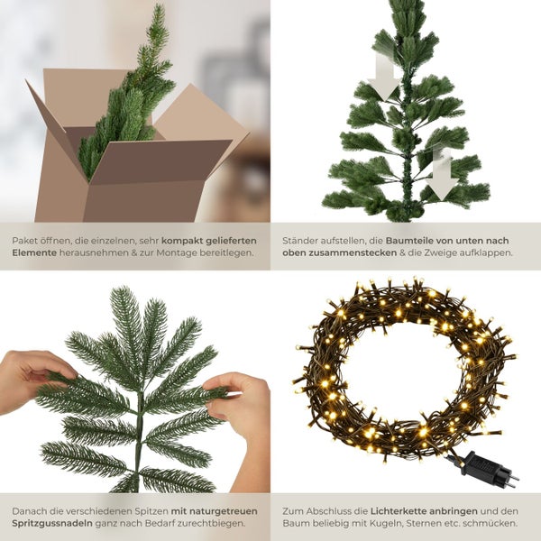 Anleitung zum Aufbau eines künstlichen Weihnachtsbaums in vier Schritten