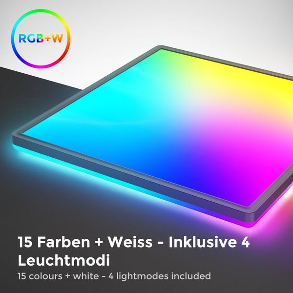 LED Panel 42x42 cm - 22W, 2700lm, dimmbar, Fernbedienung, RGBW, schwarz