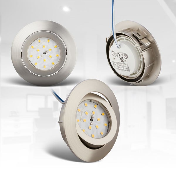 Einbauspot 68mm 5er Set - 230V, 5,5W, 470lm, LED, dimmbar, warmweiß, matt-nickel