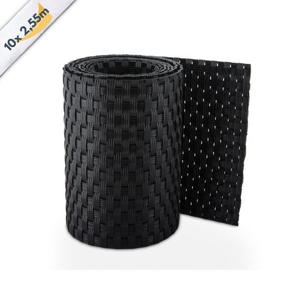 Sichtschutzmatte, 10 Stück, jeweils 2,55 Meter lang, aus Kunststoff