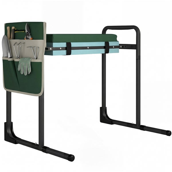 Outsunny Garten-Kniebank und Sitzhilfe aus Metall mit Polsterung und Seitentasche inklusive Gartenwerkzeugen.