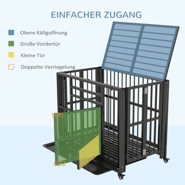 PawHut Hundekäfig, Transportkäfig,  94 x 58 x 78 cm, Stahl, Schwarz