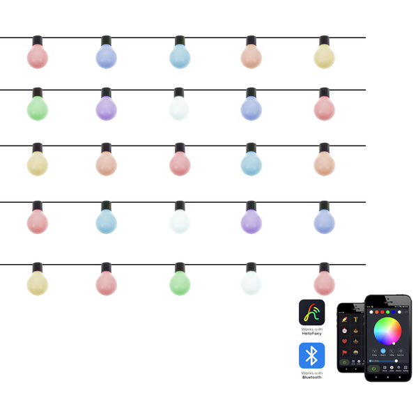 Smart LED Gartengirlande 25 Lichter mehrfarbig mit App-Steuerung 900 cm ISORTOQ
