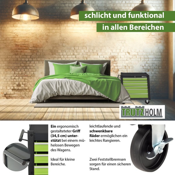 Werkstattwagen mit sechs Schubladen und TrutzHolm Logo