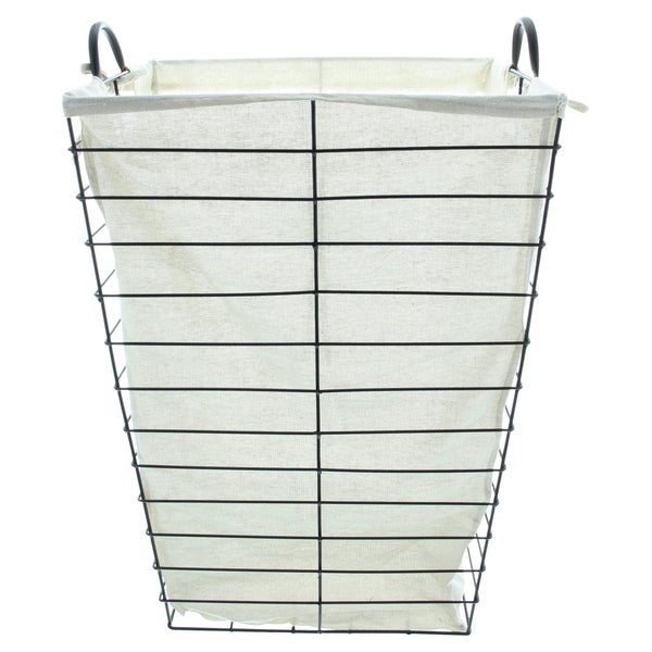 FRANK FLECHTWAREN | Wäschekorb Laundry, METALL, POLYESTER, BAUMWOLLE, 43 x 33 x 61 cm