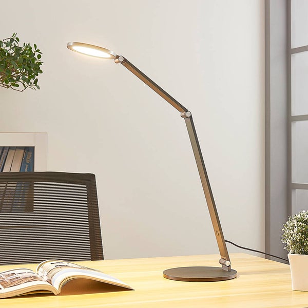 Lucande LED Tischlampe Mion dimmbar (Modern) in Alu aus Aluminium (1 flammig, ) - Tischleuchte Schreibtischlampe Nachttischlampe Arbeitszimmerleuchte
