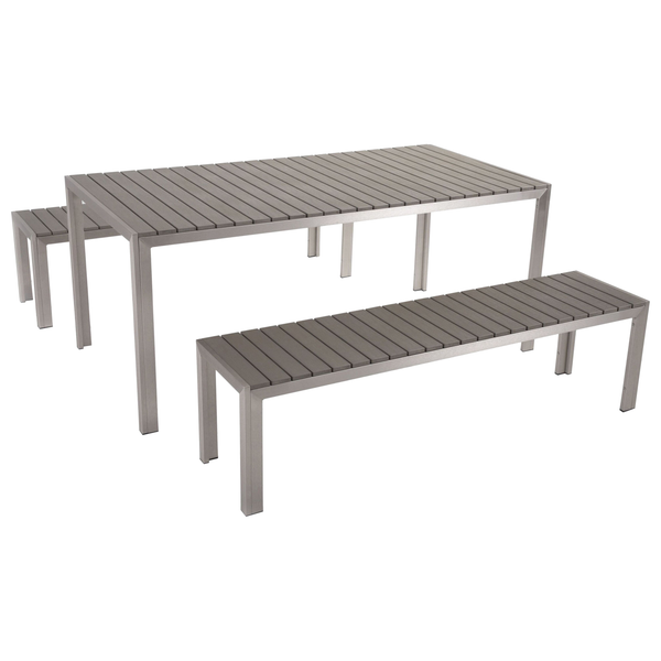 Gartenmöbel Set mit Bänken 6-Sitzer NARDO Grau