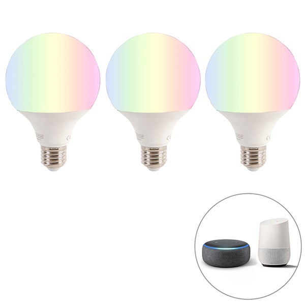 Drei bunte LED-Glühbirnen